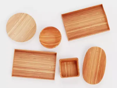 -Bamboo Tableware- Low-poly 3D model