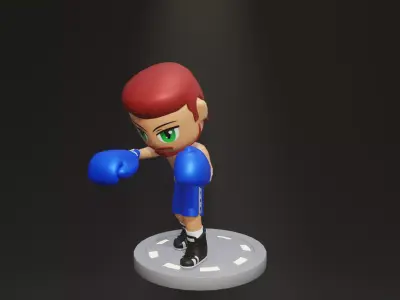 Lowpoly Male Boxer blue - 36 models - vol 01  Low-poly 3D model