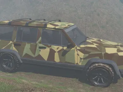 Military Jeep and forest environment 3D model
