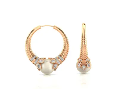 Earrings-0624 rose gold and diamond hoop earring 3D print model