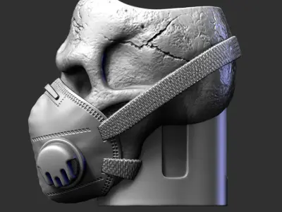 Skull  Penholder  with mask vol2cum flowerpot home decor art 3D print model