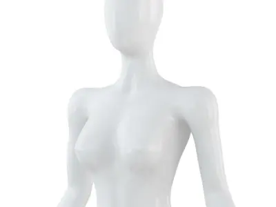 A female faceless mannequin sits on a black pedestal 97 3D model