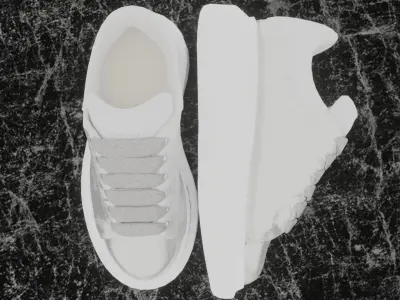 ALEXANDER MCQUEEN 3D SHOES - GREY GLITTER Low-poly 3D model