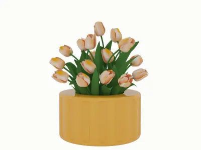 Orange tulips bouquet 3D model