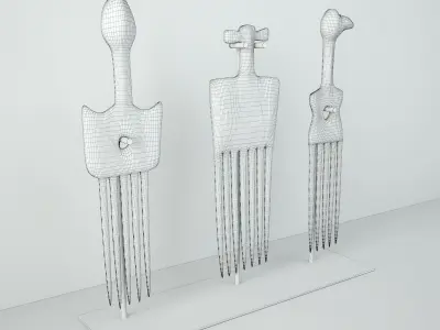 Old Ivory Coast Hair Combs 3D model