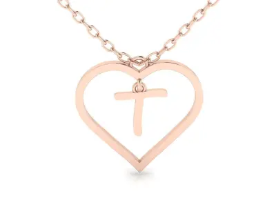 Jewelry Heart Alphabet Pendant T 3D print model