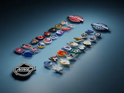 NHL Ice Hockey team logos 3D Model 3D model