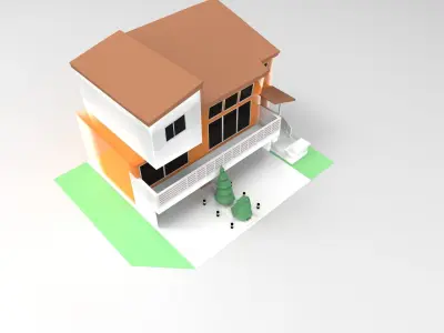 Cartoon house models Low-poly 3D model