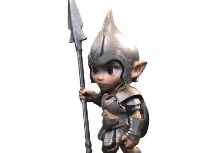 Elf Warrior dungers and dragons Low-poly 3D model