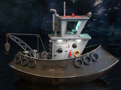 Ship 3d model low-poly and Print Low-poly 3D model