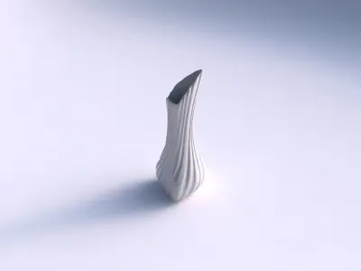 Vase puffy tappered triangle with twisted smooth ribbons    3D print model purchase