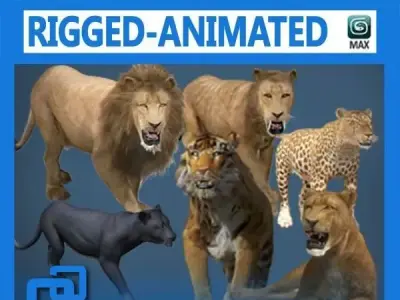 Pack - Wild Felines Animated 3D model