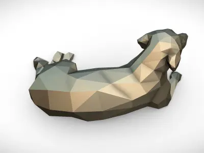 Golden Retriever figure low poly 3D print model