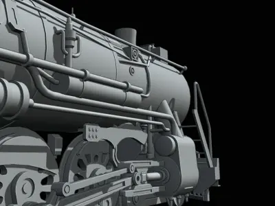 4-8-4 Old 1900s Steam Train Free 3D model