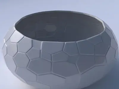 Bowl spheric squeezed wide with organic cells 3D print model