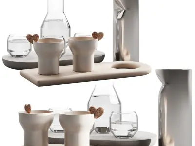 127 eat and drinks decor set 01 coffee and water kit 01 3D model