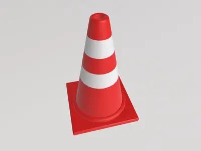 Stylized Low-Poly Triangle Traffic Cone Barrier Low-poly 3D model