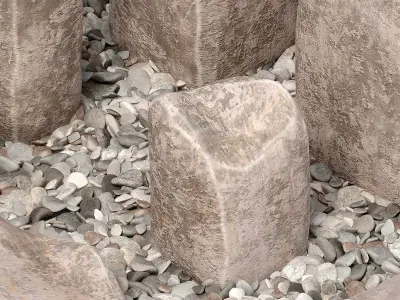 Square stone block pebble fundament n1  3D model