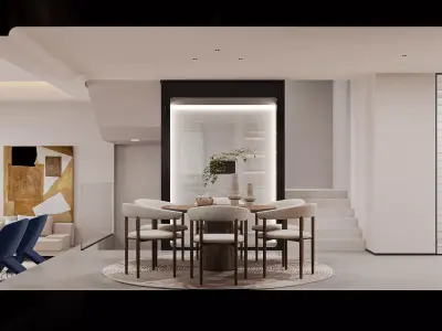 Modern living room dining room interior scenes 523 3D model