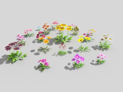 20 low poly flowers pack Low-poly 3D model