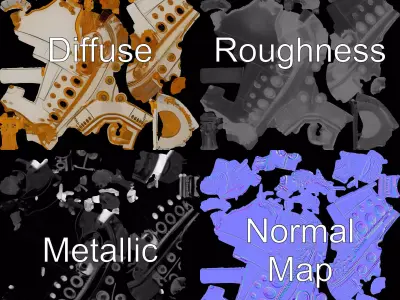 Ornate Gold Submarine model pack Low-poly 3D model