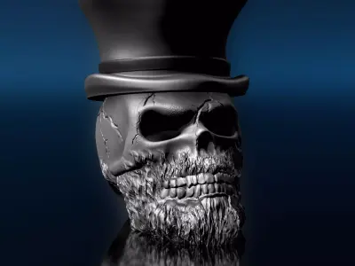 Cylinder hat skull- 3D STL Print Model High-Polygon 3D print model