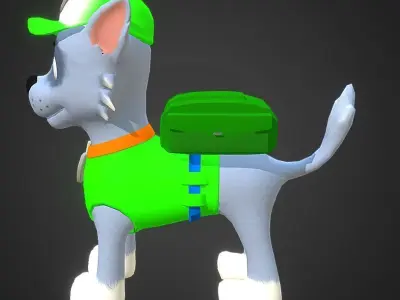 Cartoon low poly dog  Low-poly 3D model