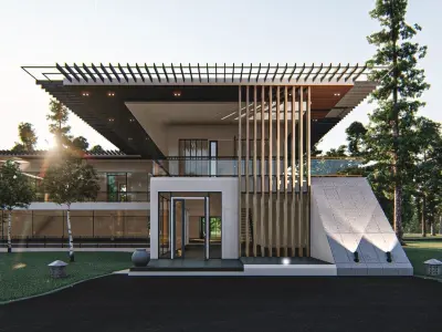 Villa house Low-poly 3D model