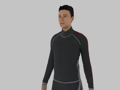 Surfer man in wetsuit Low-poly 3D model