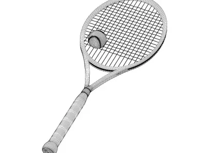 Tennis Racket and Ball 3D model