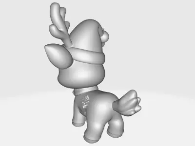 Adorable Christmas Reindeer Cute Holiday Deer Figurine  3D print model