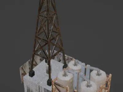 oil rig Low-poly 3D model