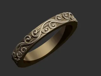 Arabesque Rococo Alliance Ring 3D print model