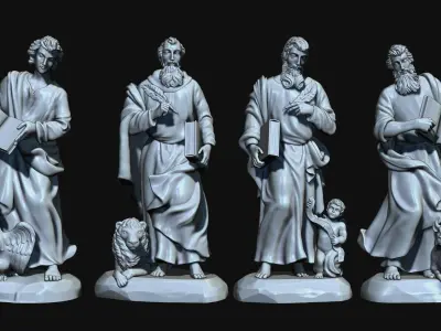 The Four Evangelist - CNC Rounting - Wood - Stone - Metal 3D print model