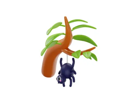 Spider on tree 3D model