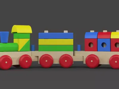 Wooden Toy Train 3D model