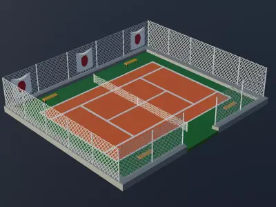 Tennis Court -  Japan Low-poly 3D model