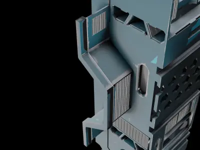 Sci-Fi Hard Surface Pillar with textures Low-poly 3D model