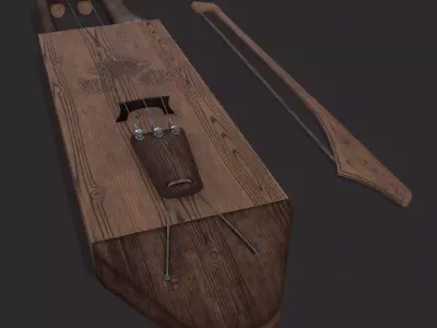 Nordic Tagelharpa instrument  Low-poly 3D model