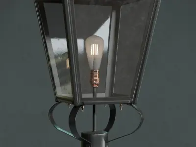 Old lamp post number one and ST64 6W bulb 3D model