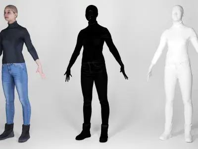 Young pretty woman casual style 163 Low-poly 3D model