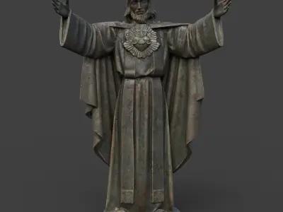 Low poly Jesus Sacred Heart Statue 220525 Low-poly 3D model