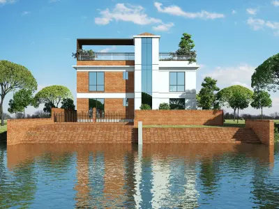 Modern Duplex Exterior Design 3D model