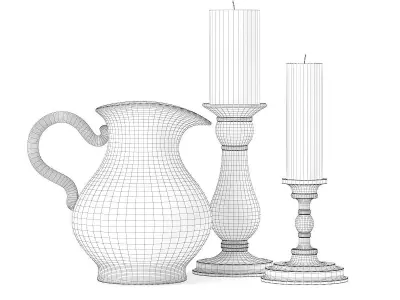 Two Candles and a Jug 3D model