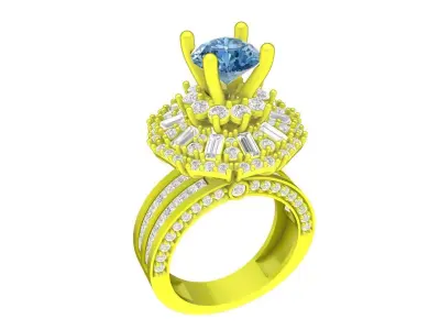 Luxury Multi Halo Round Diamond Ring for Women 4328 3D print model