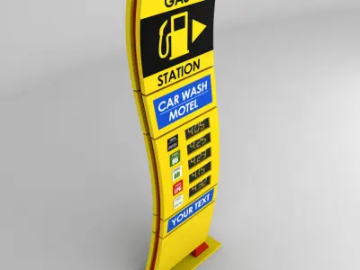 Gas station price sign totem low poly 03 Low-poly 3D model