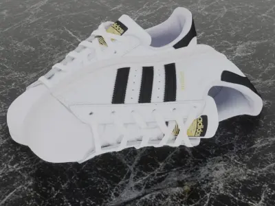 Adidas 3D Shoes - White - Black - SuperStar Series Low-poly 3D model