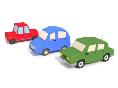 Low Poly Cartoon City Cars Collection 3D Model Pack
