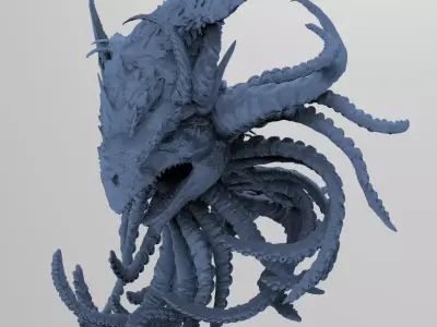 Cthulhu Squid monster sculpture 3 3D model