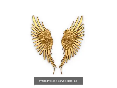 18 Angel Wings Printable carved decor Pack 01 3D Model Collection